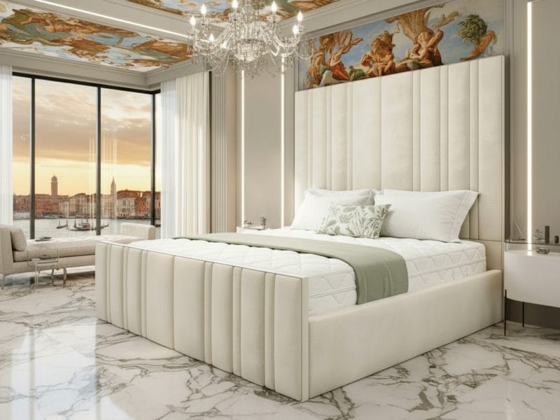 Regina Luxury - Tall Headboard Bed Frame with Optional Ottoman Storage