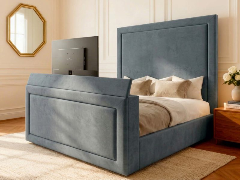 straight panel headboard with a raised centre panel, flat square border