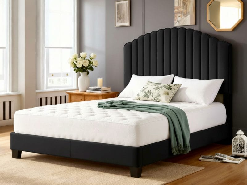 Seanna Scalloped Bed Frame with optional Ottoman Storage
