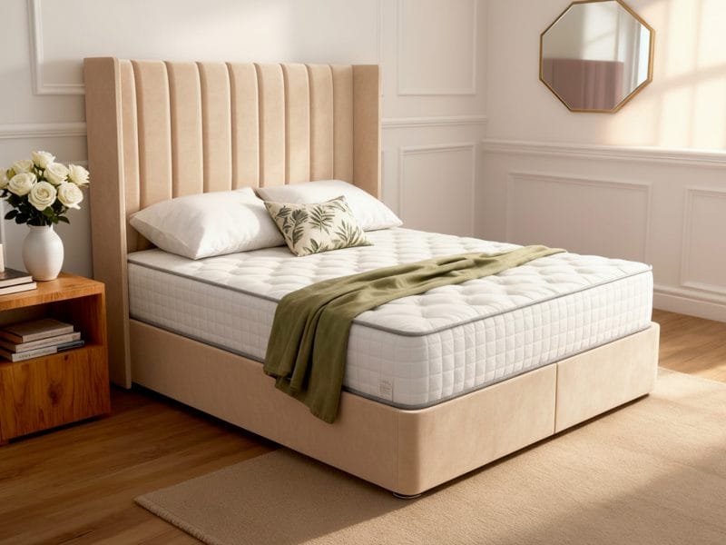 Elegant bedroom with stylish 'Harmony Beds' York Ottoman bed